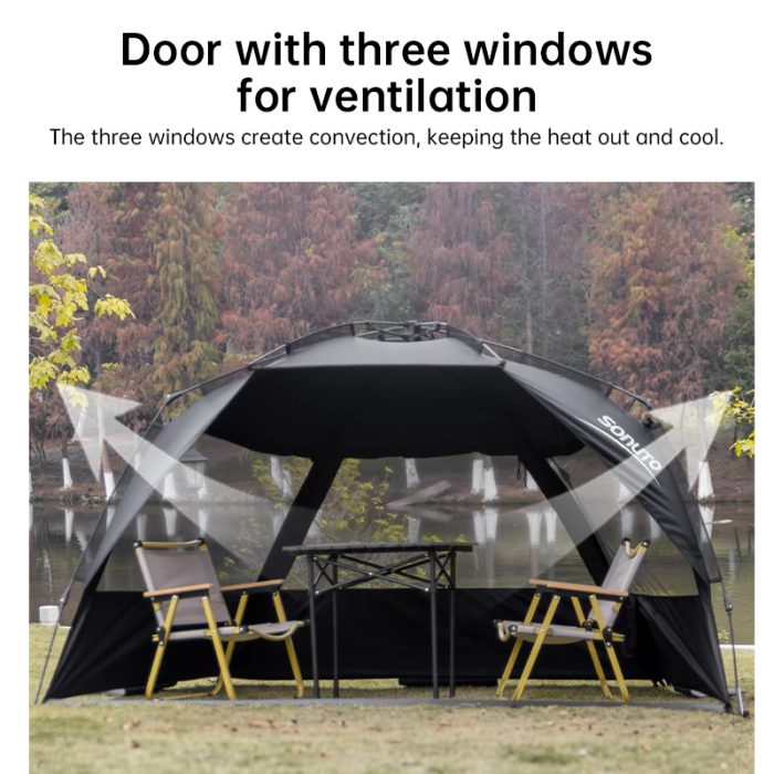 Outdoor 3-4 person one-touch quick-set tent, suitable for beach, fishing, family trips, picnics, parks, UV-resistant with sunsha - Image 5