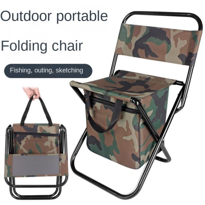 Outdoor Camping Folding Chair with Storage Backrest and Carrying Bag for Art Students' Sketching - Image 2