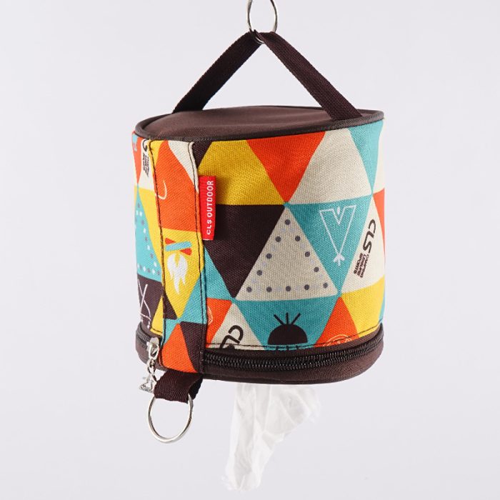 Outdoor camping folding ethnic style paper box storage bag car roll paper tissue box small cloth bag storage bag - Image 7